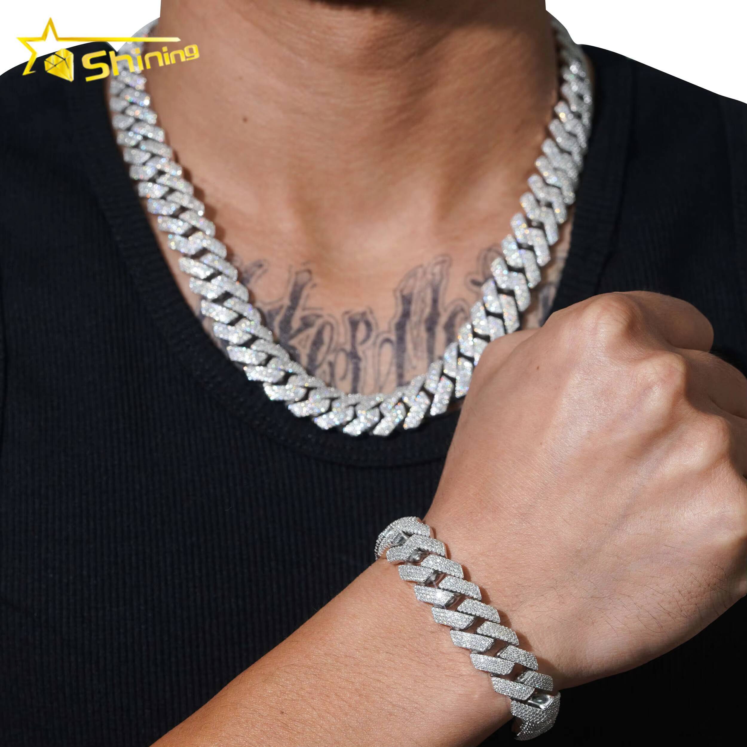 Wholesale Price S925 Sterling Silver Fine Jewelry Iced Out Cuban Chain VVS Moissanite Diamond Cuban Link Chain