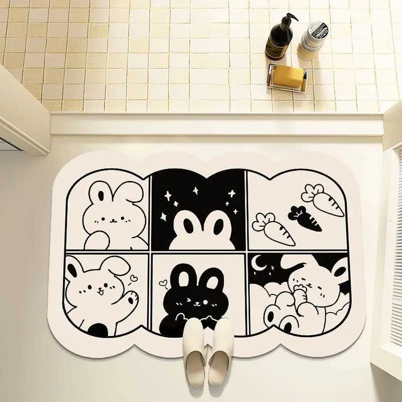 Diatom mud bathroom absorbent floor mat toilet toilet door non-slip mat floor mat foot mat leave-in carpet H251205