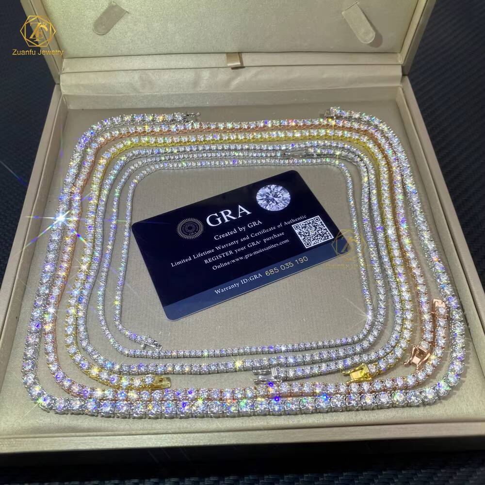 925 Silver Yellow Gold/Rose Gold Plated 3mm 4mm 5mm 6mm 65mm Iced Out Moissanite Tennis Necklace Moissanite Manufacturer
