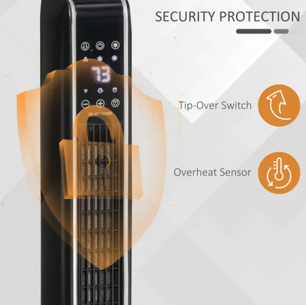 2-In-1 Portable Electric Tower Heater, Oscillating Space Heater for Indoor Use with Remote Control, 8H Timer, Three Heating Modes(High, Low, Fan), 750