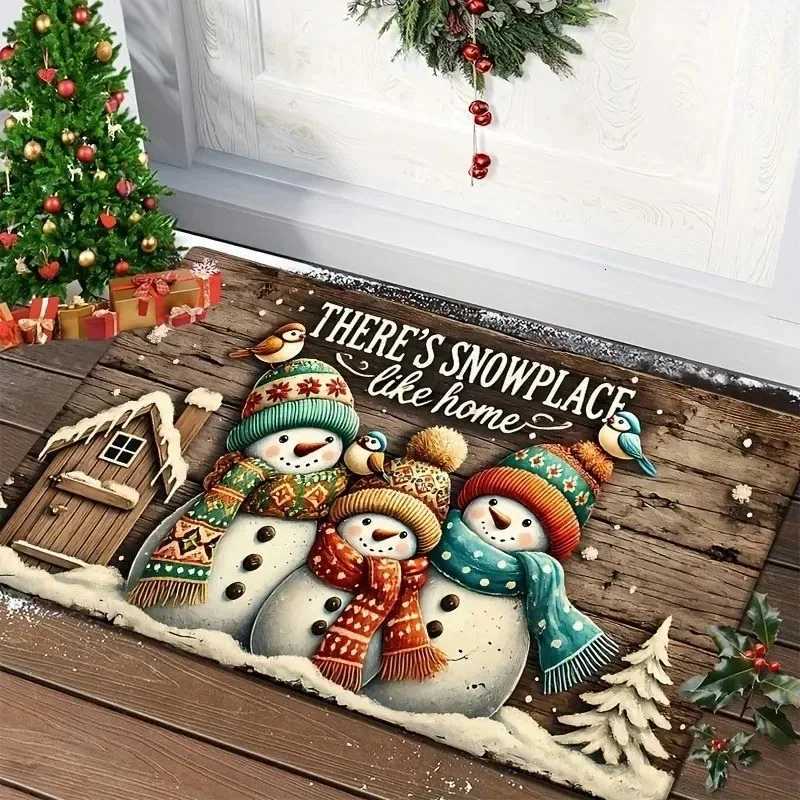 Christmas Snowman Welcome Mat Floor Rug Washable Bedroom Kitchen Entrance Doormat Home Decor Carpet H251205