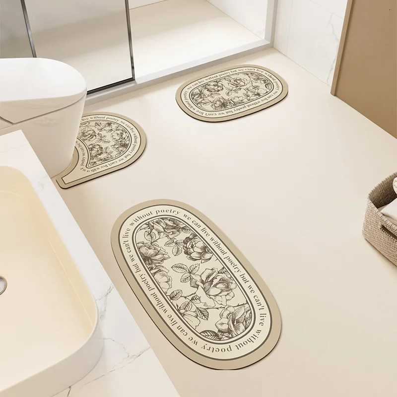 VIKAMA 3PCS Bathroom Water Absorbing Soft Pvc Floor Mat U-Shaped Toilet Seat Pad Anti-Slip Wash Basin Carpet Home Decoration H251205
