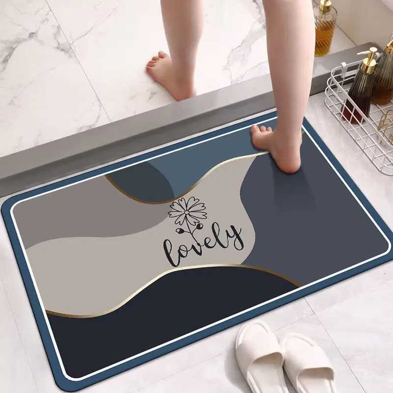 Soft diatom mud bathroom absorbent non-slip floor mat defective door mat carpet household simple bathroom carpet H251205