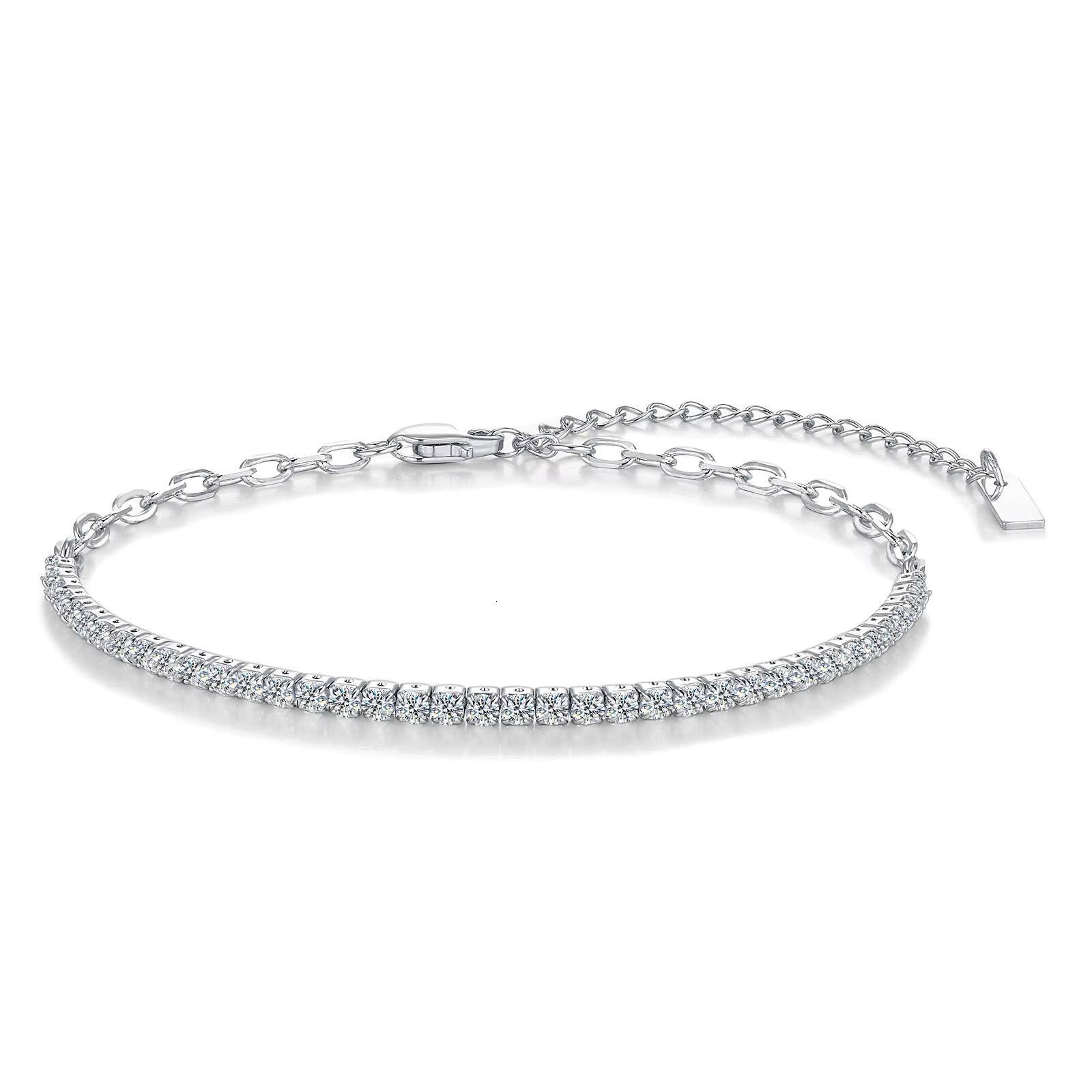 Fine Jewelry 2mm/3mm/4mm/5mm 925 Silver Ice Cut D VVS Moissanite Tennis Chain Bracelet Hiphop Chain with GRA Certification