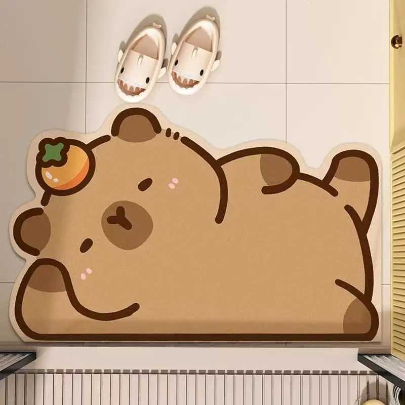 Bathroom absorbent non-slip foot pad cute cartoon household diatom mud floor mat quick drying entry toilet anti-drop H251205