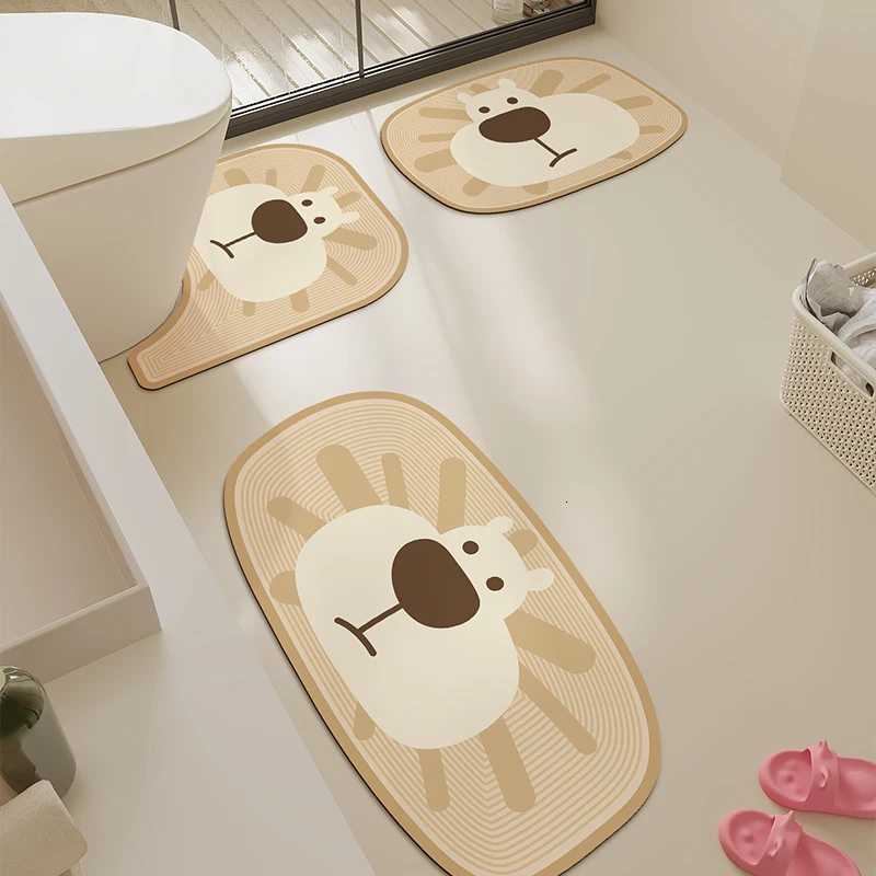 VIKAMA 3PCS Bathroom Toilet Floor Mat For Entry Door Cartoon Style Anti-Slip Water-Resistant Carpet For Home Decoration H251205