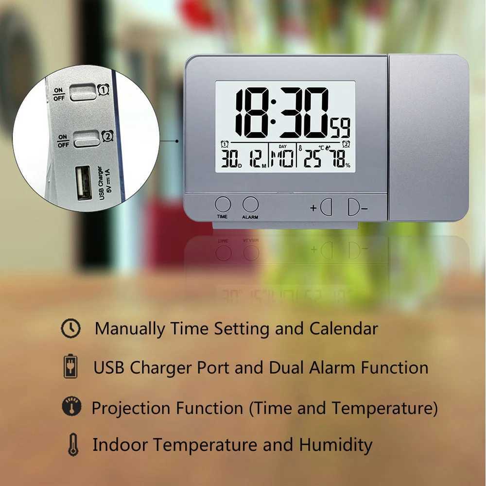 FanJu FJ3531 Alarm Clock Digital Date Snooze Function Backlight Watch Wall Projector Desk Table Led Clock With Time Projection M251205 - view 4