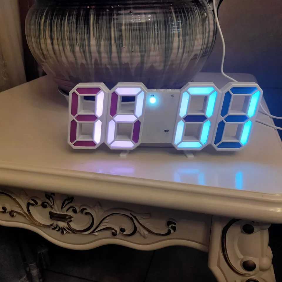 Creative 3D Mantel Clock with Digital Display Night Light Fluorescent Soft Ambient Glow Flicker-Free Desk Decor Gift M251205 - view 6