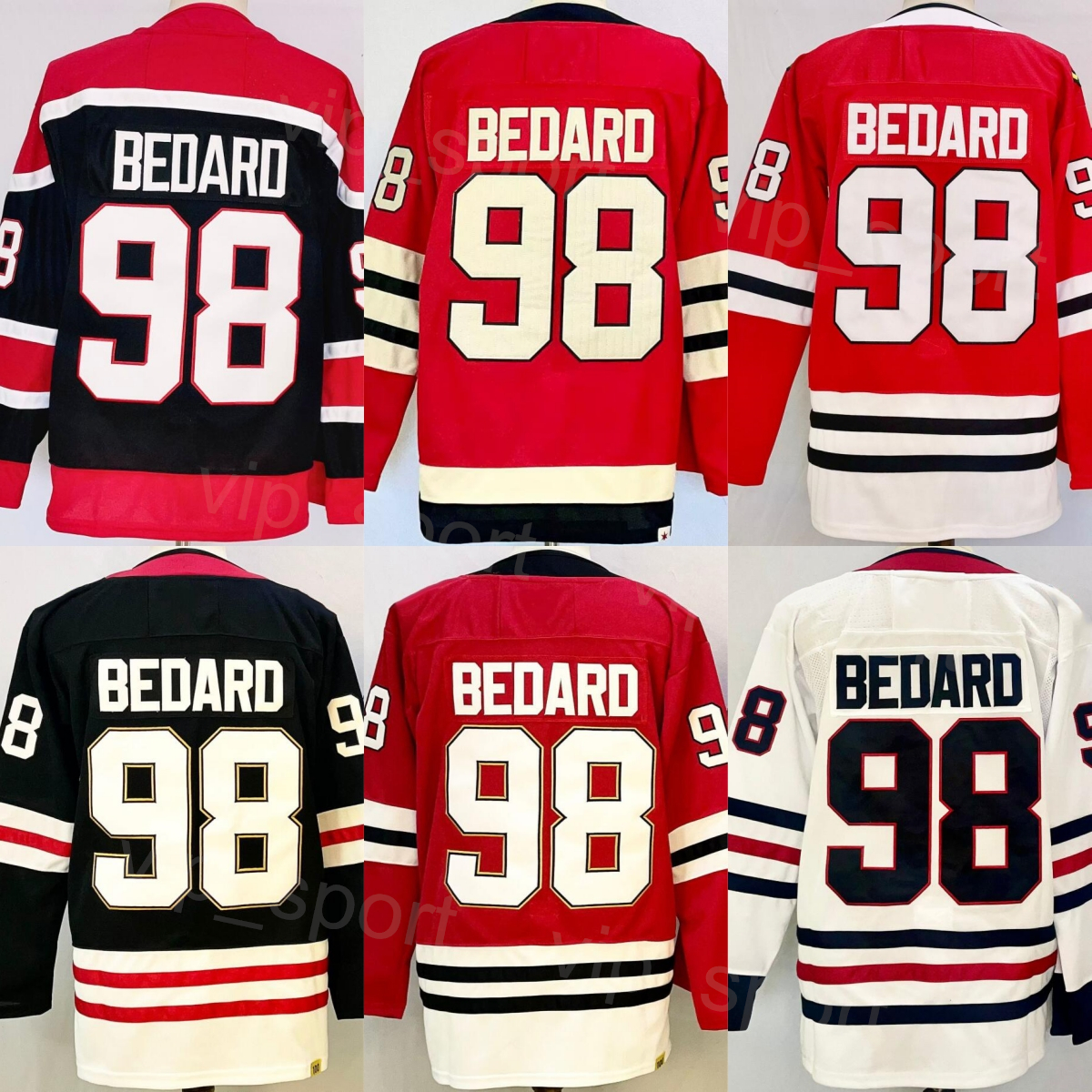 Mens 98 Connor Bedard Hockey Jersey 2026 Reverse Retro Winter Classic Alternate Black Red White Team Away Embroidery And Sewing For Sport Fans Excellent Quality