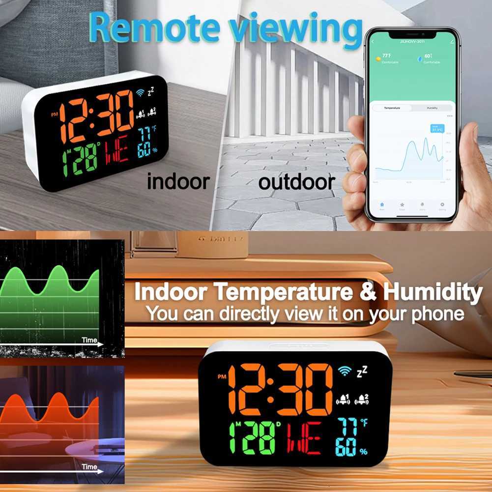 Tuya WiFi Desktop Clock Calendar Intelligent Thermometer Hygrometer with Digital LED Display Support WIFI Auto-Calibration M251205 - view 4