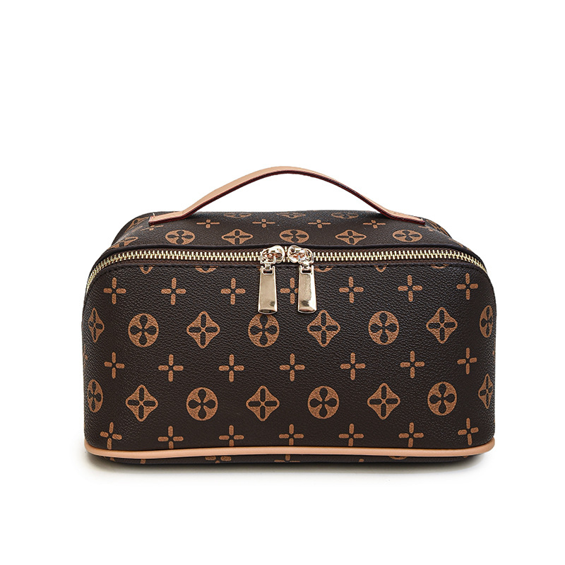 Fashion Cosmetic Bags Women's Portable Large Capacity Cosmetic Organizer Bag with Trendy Pattern - Travel Toiletry Handheld Bag for Outings
