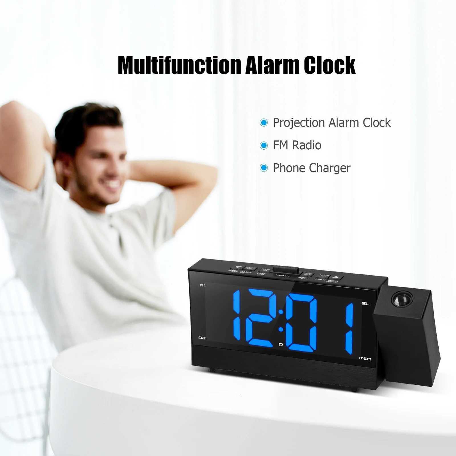 KKmoon 64in 3-in-1 180 Degree Clock Rotatable Projector Clock with Dual AlarmSnooze FM Radio Phone Charger Stepless Dimming M251205 - view 6