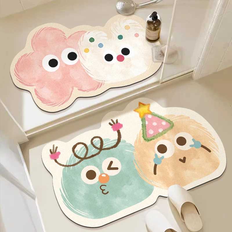 Diatom mud Japanese cartoon bathroom absorbent floor mat household bathroom door non-slip foot mat toilet quick-drying carpet H251205