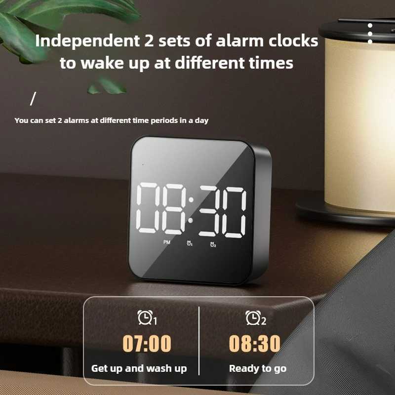 New LED Electronic Alarm Clock with Large Display Dual Power Voice Control Temperature for Students M251205 - view 5