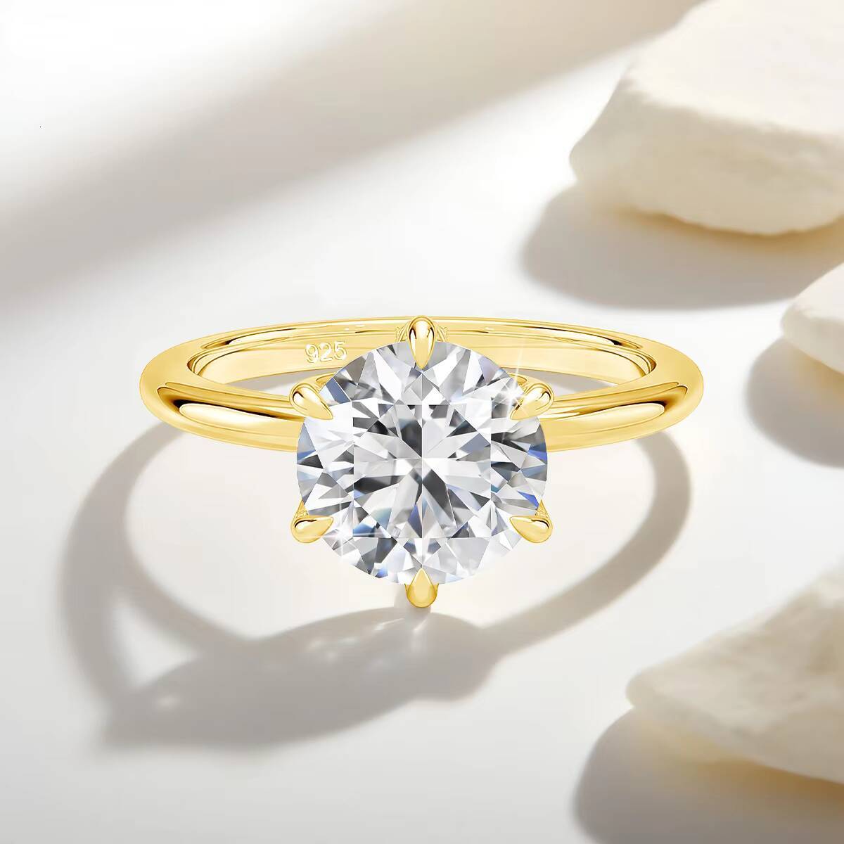 14K Gold Filled Jewellery 925 Silver Anillos Fadeless Womens Luxury Engagement 3ct 2ct 1ct 6 Prong Moissanite Ring