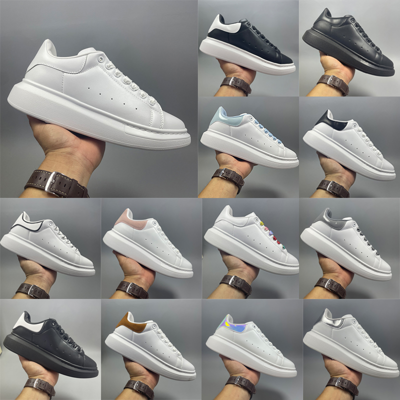 free shipping designer casual shoes mcqueenn shoes men sneakers flat bottom White Black Suede Leather Dream Blue womens trainers platform shoe with box