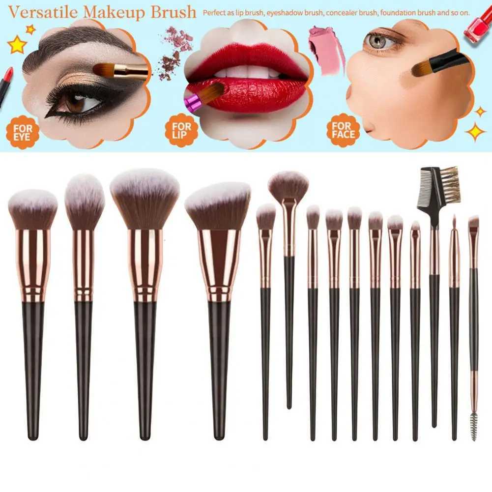 15pcs Champagne Makeup Brushes Set for Cosmetic Foundation Powder Blush Eyeshadow Kabuki Blending Make Up Brush Beauty ToolT251205