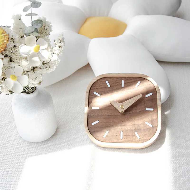 Handmade Black Walnut Solid Wood Clock Desktop Silent Table Clock Headrest Mini Watch Nordic Home Creative Decoration M251205 - view 3