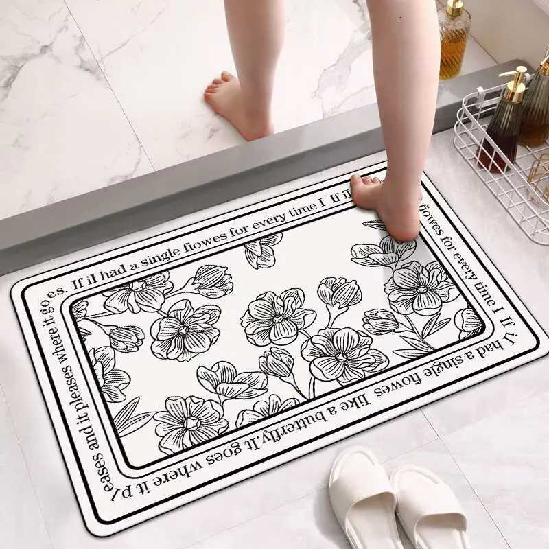 Soft diatom mud bathroom absorbent non-slip floor mat defective door mat carpet household simple bathroom carpet H251205