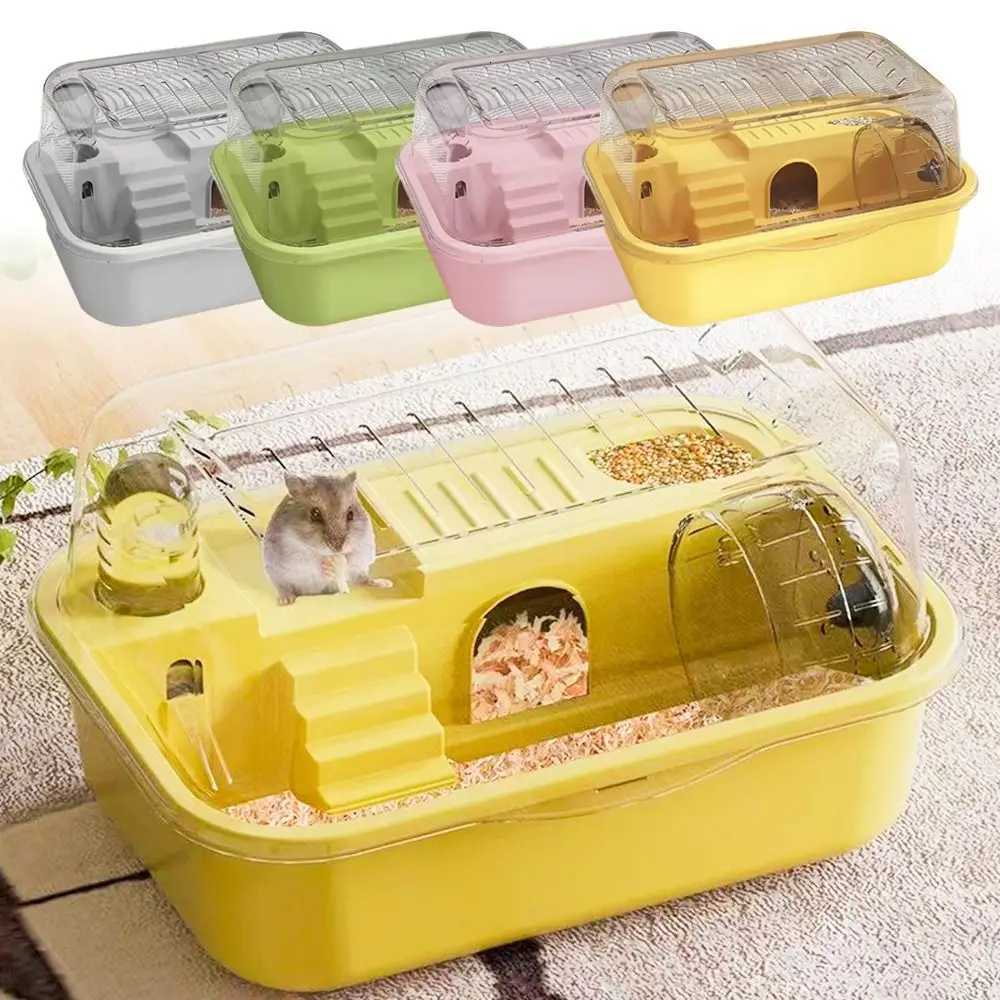 Fashion Double Layer Hamster Cage Portable Transparent Small Animal Habitat House Mice Guinea Pigs Pet House platos para hamster M251205