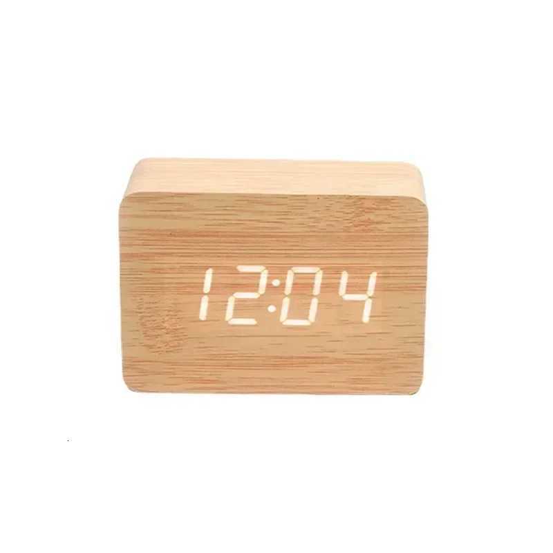LED Wooden Alarm Watch Table Voice Control Digital Wood Despertador USB/AAA Powered Electronic Desktop Clocks M251205 - view 6
