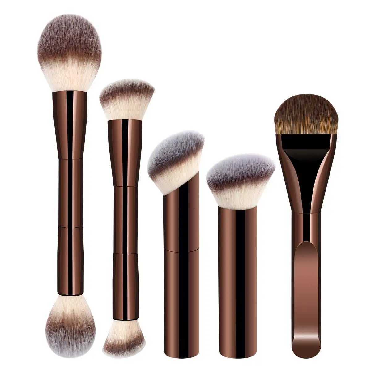 5 PCS Foundation Makeup Brush Set Double-ended Kabuki Mask Contour Brush for Liquid Powder Concealer Cream Cosmetics Blending MaT251205