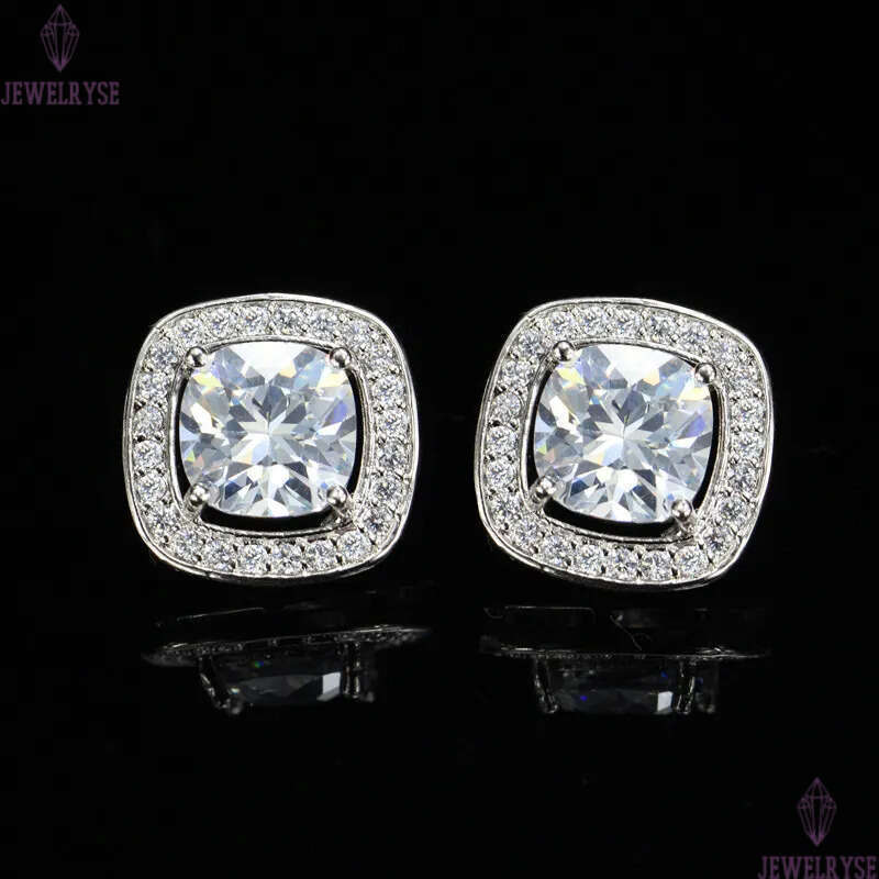 Top Grade Multicolor Square AAA Cubic Zirconia Earrings Stud Designer Copper Jewelry 16mm White Blue Red Diamond Silver Gemstone Earring For Women Gif