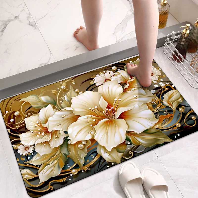 Thickened bathroom floor mat cream wind diatom mud absorbent mat toilet door floor mat toilet quick-drying non-slip carpet H251205