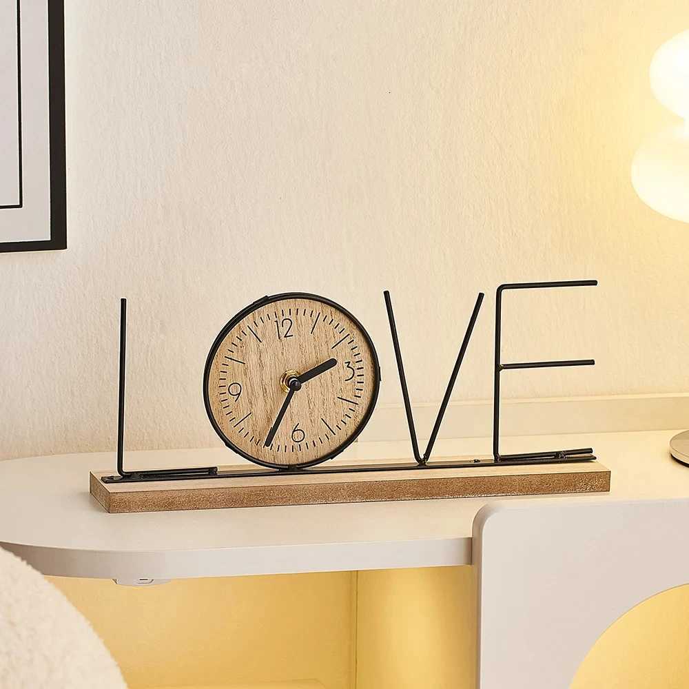 Retro Digital Desk Clock Home Decoration Office Wooden Letter Love Figurines Ornament Gifts Mute Luxury Room Decor Accessories M251205 - view 5