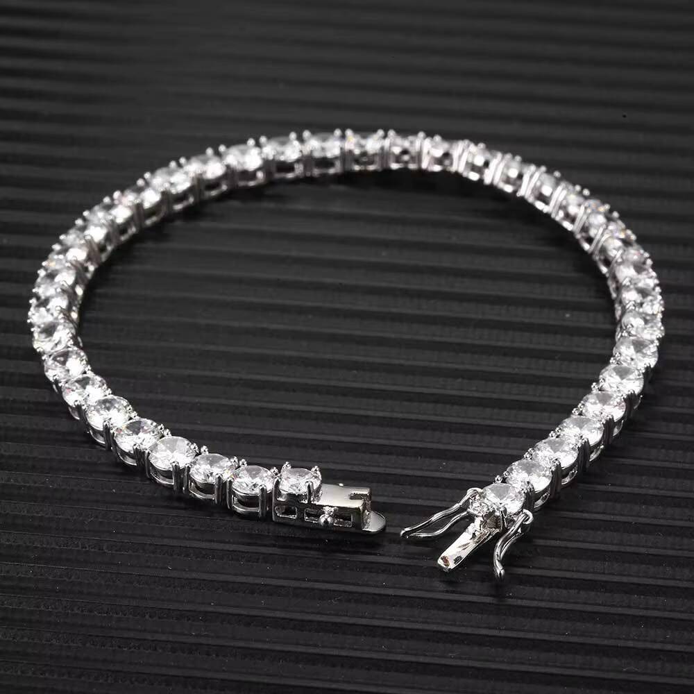 Fashion Jewelry 1 Rows 3-6mm Moissanite Tennis Bracelet Hip Hop Bracelet Silver 925 Pass Diamond Tester Iced Out Tennis Bracelet