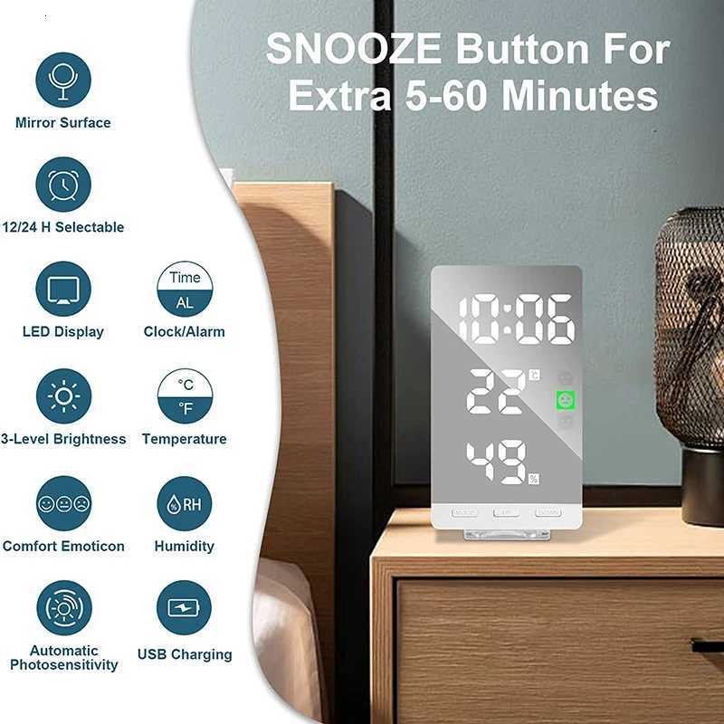 Digital Alarm Clock Led Clock with Temperature Humidity Desk Clocks for OfficeWall ClockBedside Clock M251205 - view 3