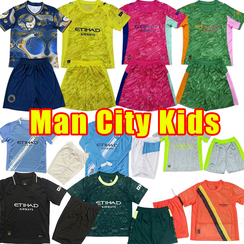 Kids Child Man city Full Set Socks soccer jerseys DE BRUYNE GREALISH STERLING FODEN BERNARDO football shirt G.JESUS MAHREZ haaland 2025 2026 goalkeeper special long