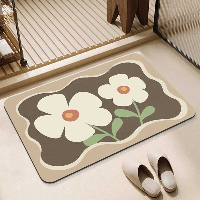 Simple modern light luxury diatom mud floor mat bathroom toilet door water absorption non-slip foot mat entry door mat H251205