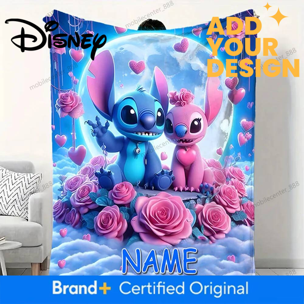 Customized Name Personalized Blanket, Disney Stitch Princess Cars Print Birthday Christmas Gift Sofa Bed Camping Blanket - view 5