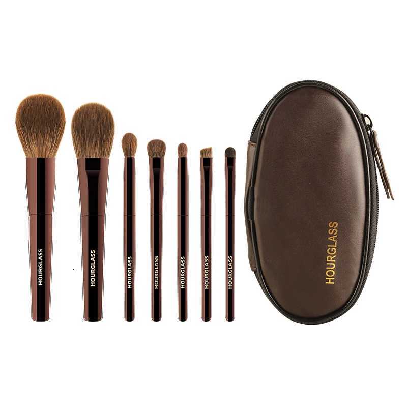 Hourglass Makeup Brush Set Mini Portable 7 Pcs High Quality Soft Animal Hair Brush Include EyeshadowBlushPowder BrushT251205