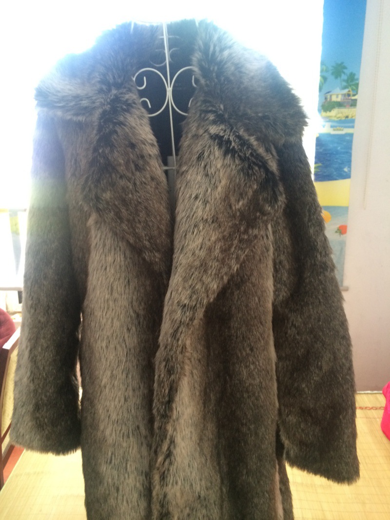 Fur coat, men's overcoat, mid-length style, long fur patchwork design