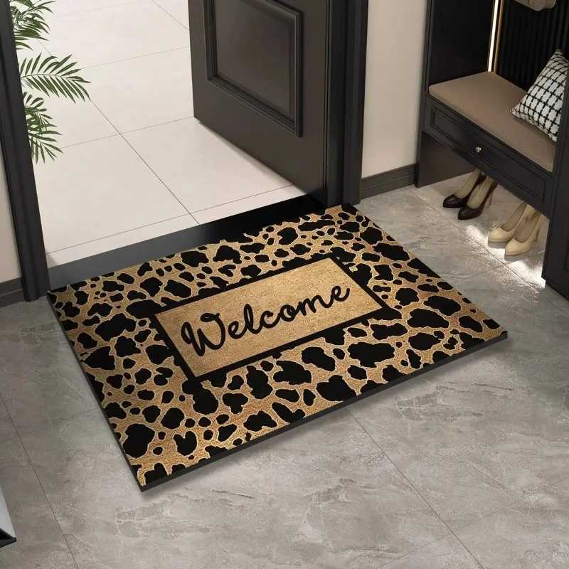 Leopard Print Welcome Entrance Doormat Washable Indoor Outdoor Carpet Non-Slip Hallway Bath Rug Home Decoration Carpet H251205