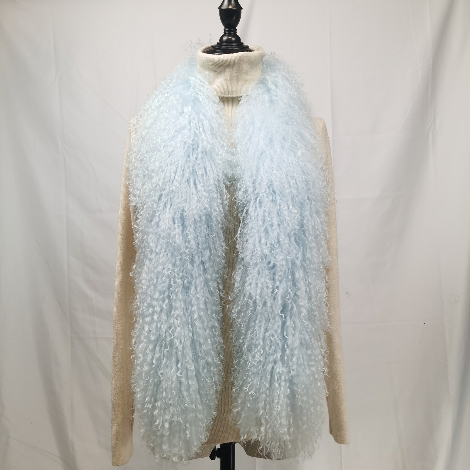 100% Genuine Mongolian Wool Curly Hair Scarf Winter Warm Long Boa Scarves Wraps Neck Warmer Fur Scarfs 251017