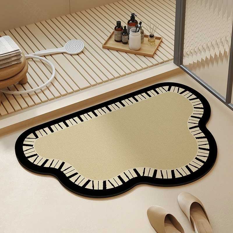 Retro bathroom floor mat cloud-shaped diatom mud absorbent cushion home bathroom floor mat shower non-slip carpet mat H251205