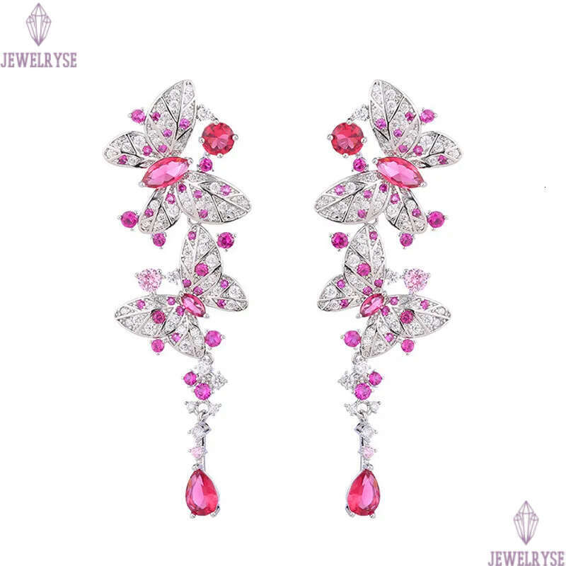 luxury butterfly dangle earring designer for woman S925 post party rose AAA zirconia silver white diamond earrings South American Wedding Engagment Je