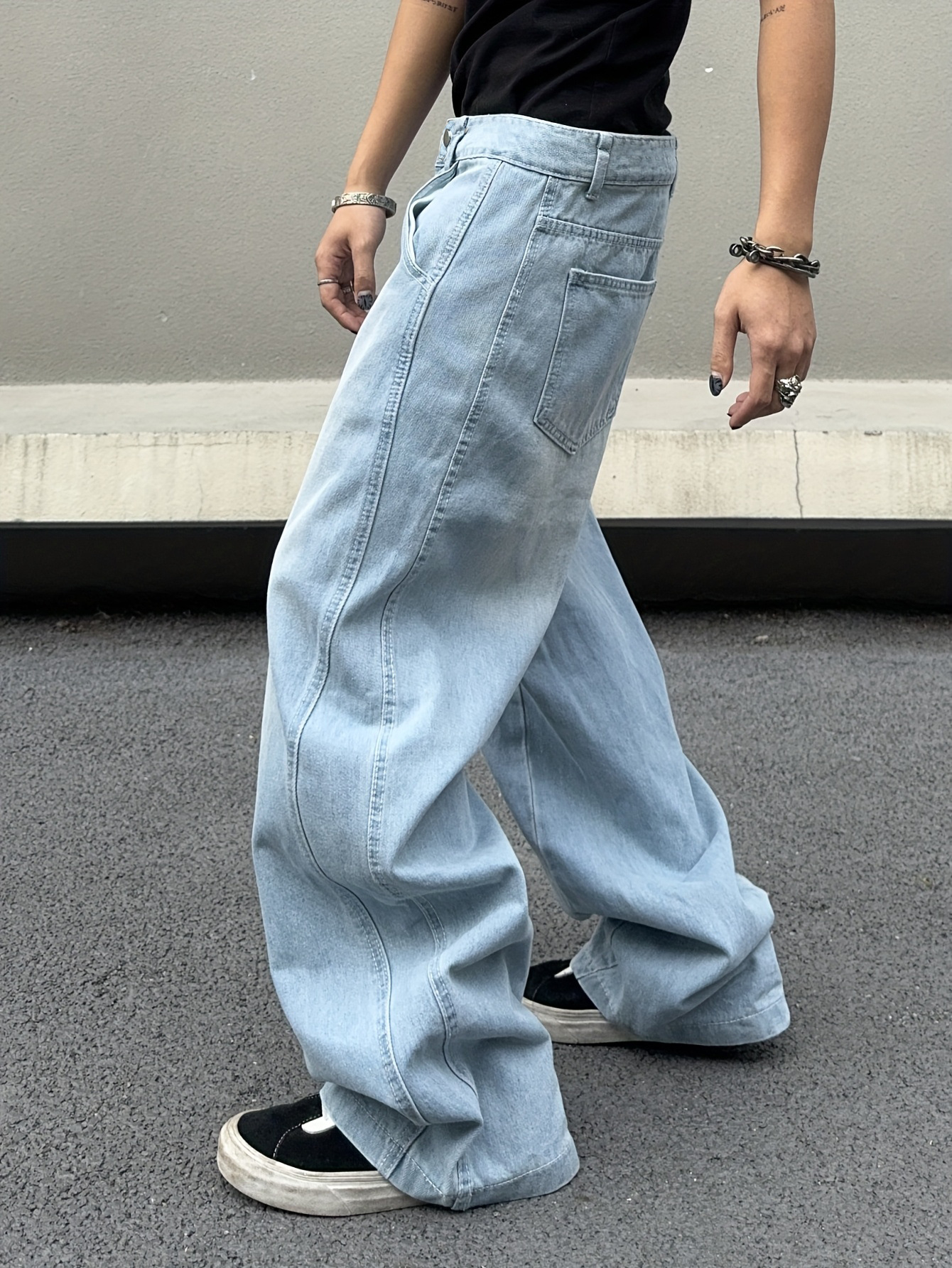 New cross-border men's loose wide-leg jeans and casual European and American slim-fit denim trousers---LT2404092502