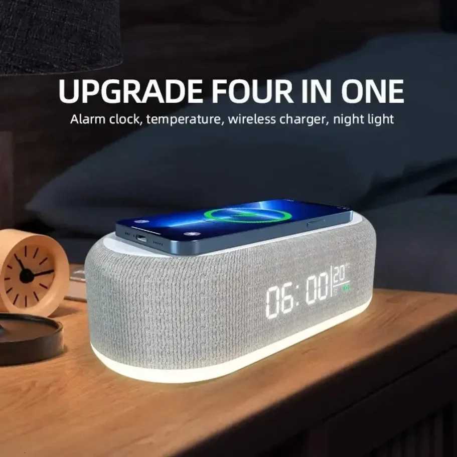 15W Wireless Chargers Pad Stand Alarm Bedroom Lamp Night Light Desktop Clock Temperature Thermometer Phone Fast Charging Dock M251205 - view 6