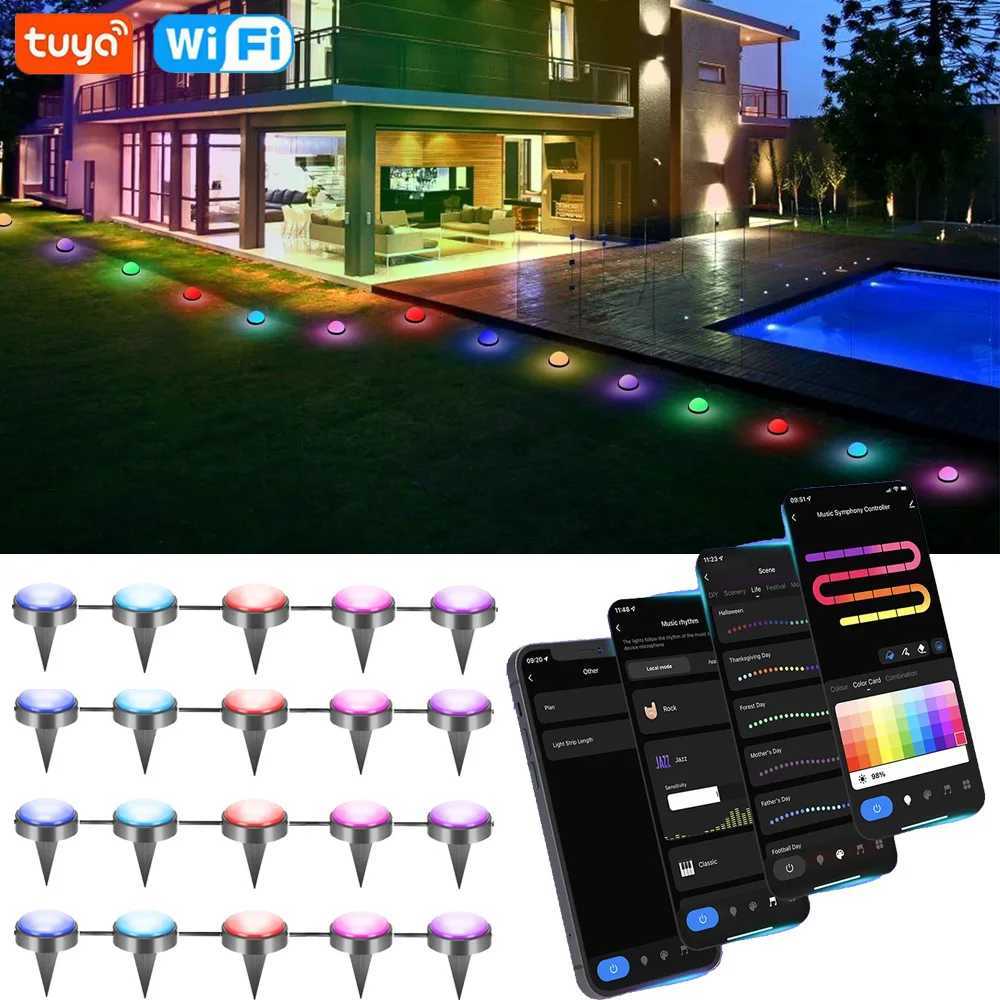 USB Tuya Wifi 10M 20 Bulbs Magic Color RGB LED Light String Voice APP Control for Outdoor Ground Garden Lawn Christmas Decor Z251205