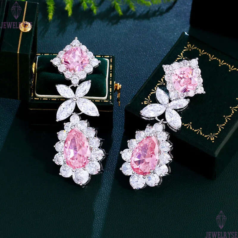 colorful long flowers diamond earring designer for woman party 925 sterling silver Post purple red cubic zirconia women tassel luxurious charm earring