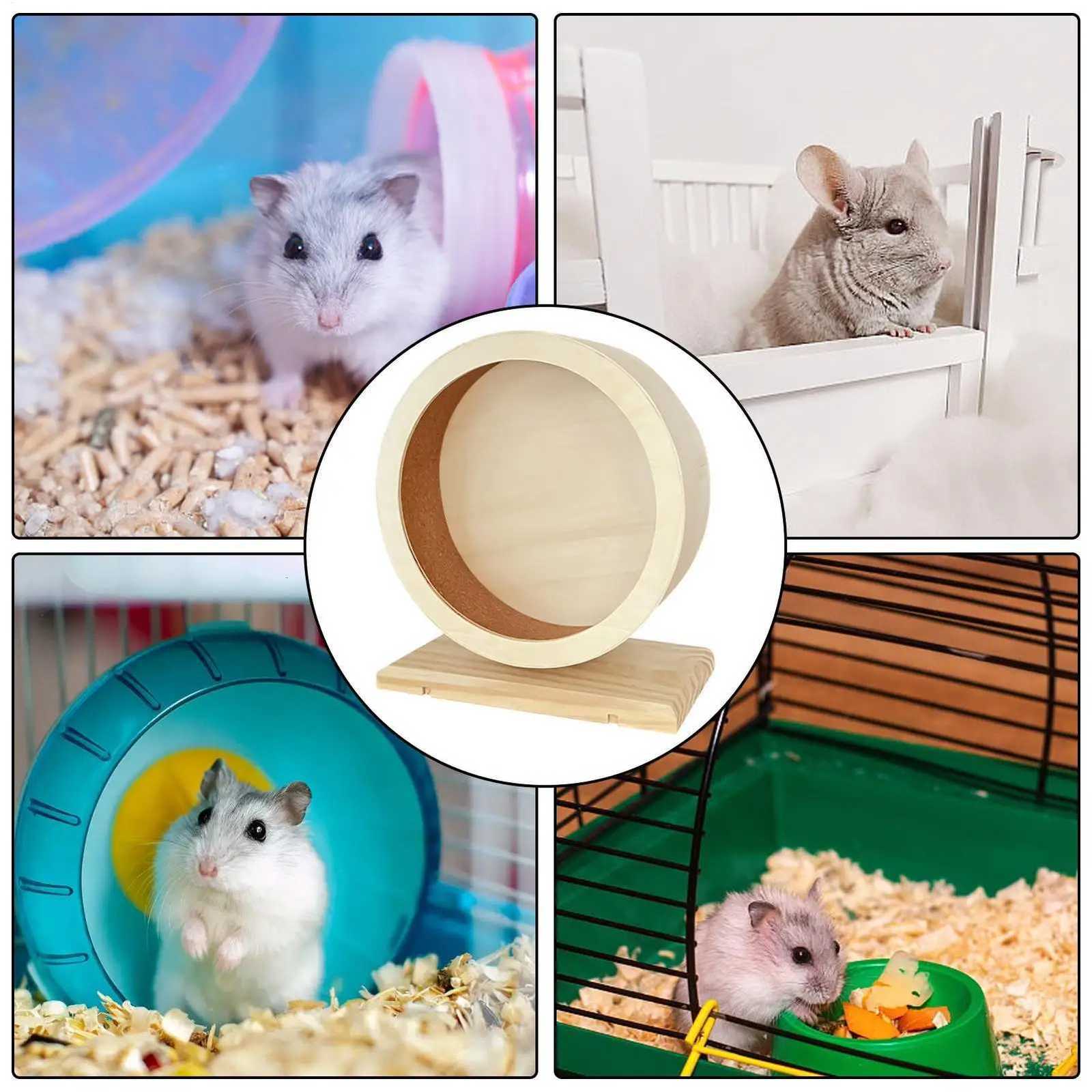 1pcs Hamster Running Wheel Mute Wooden Spinner Small Animal Toys Roller Sports Golden Bear Landscaping Small Pet Supplies M251205