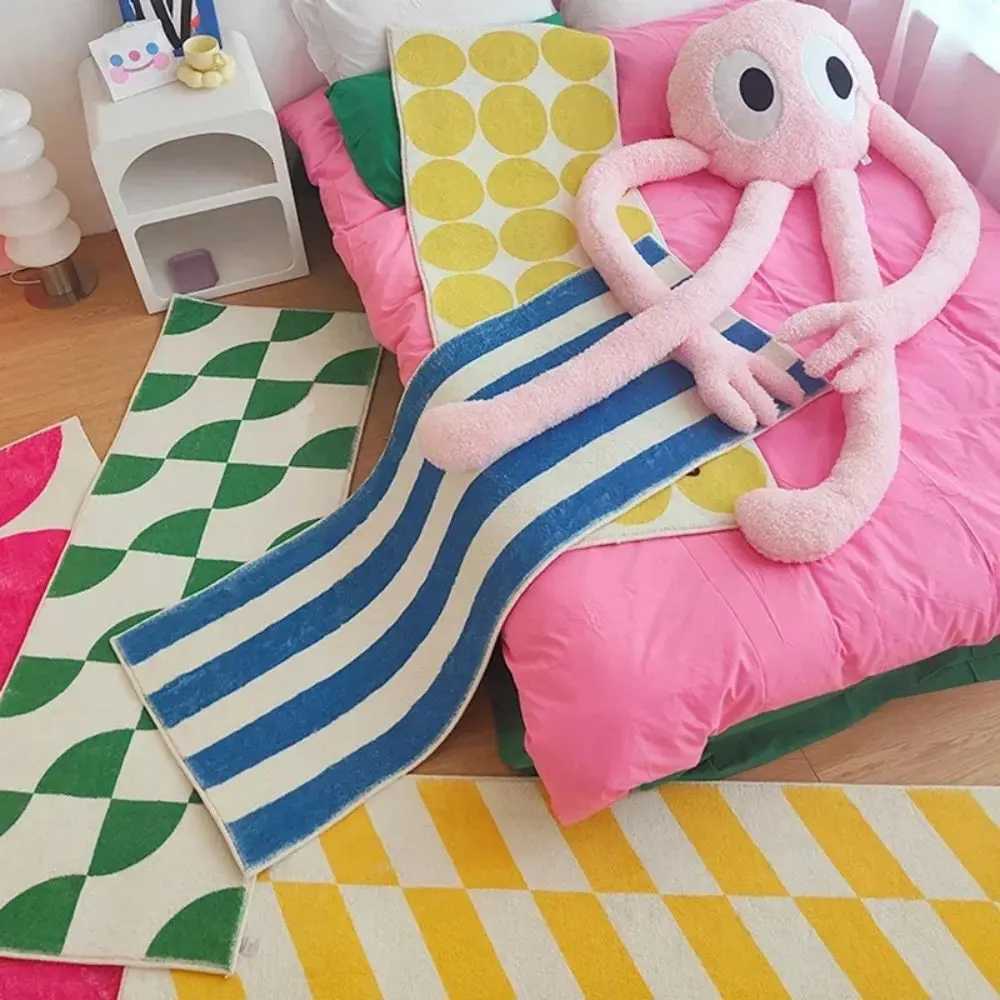 VIKAMA Simple Style Bedroom Rug Room Decoration Girls Bed Mat Home Decoration Soft Plush Strip Area Rug H251205
