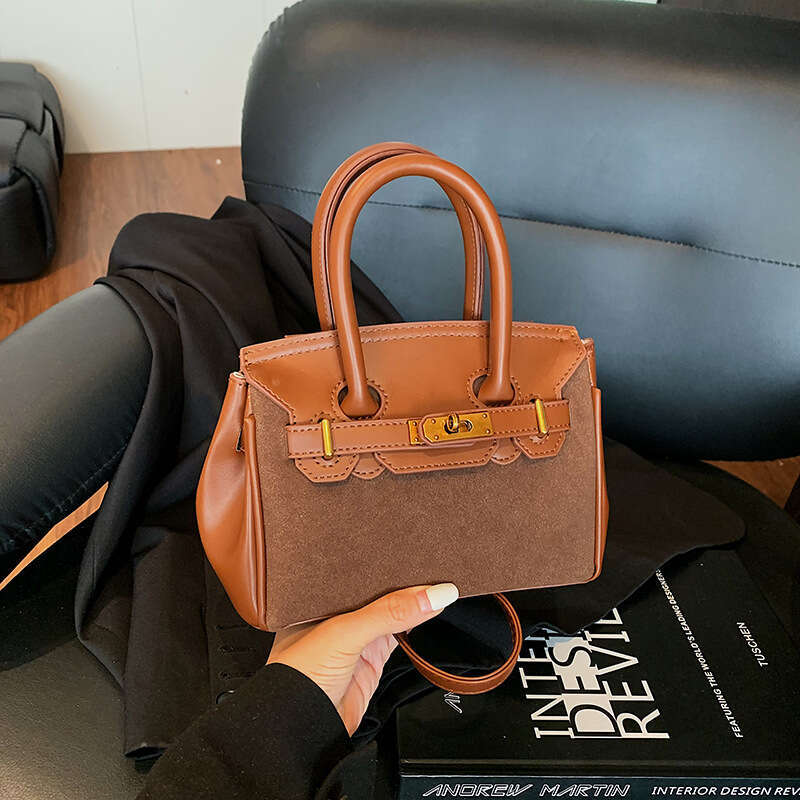 Autumn Winter Vintage Melad Brown for Women New Versatile Crossbody Handbag Platinum Small Tote Bag