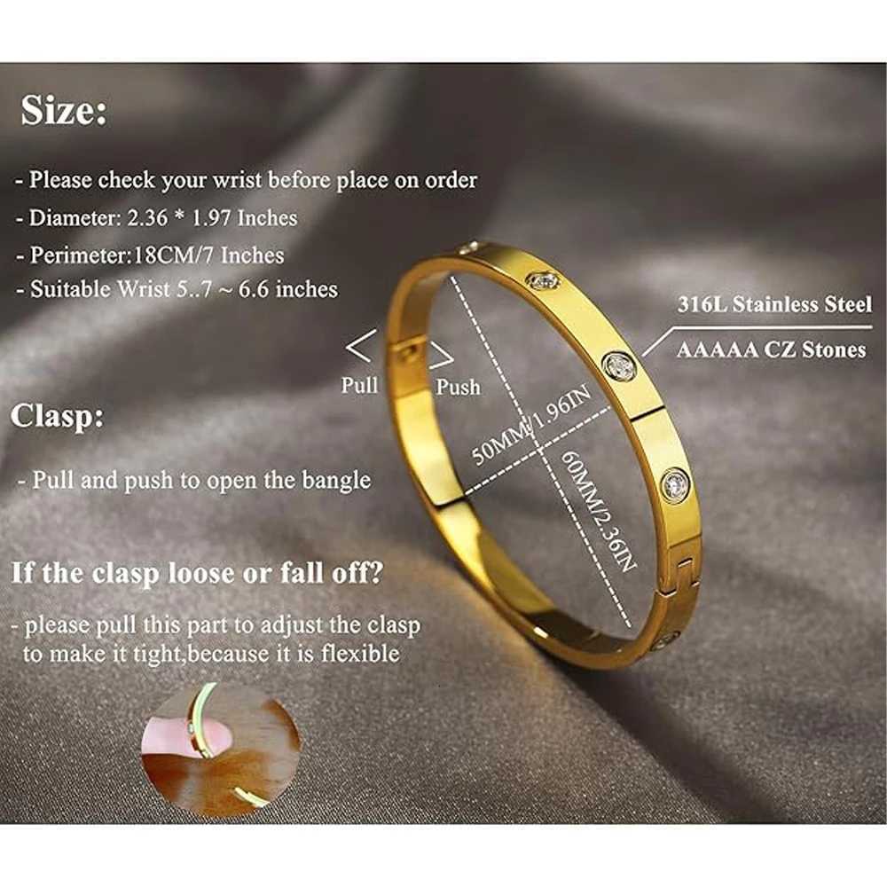 A D ALLEN DANMI 18 K Gold Plated Love Bangle Bracelet Set Flexible Wide Wristband Bangle Set for LoveT251205