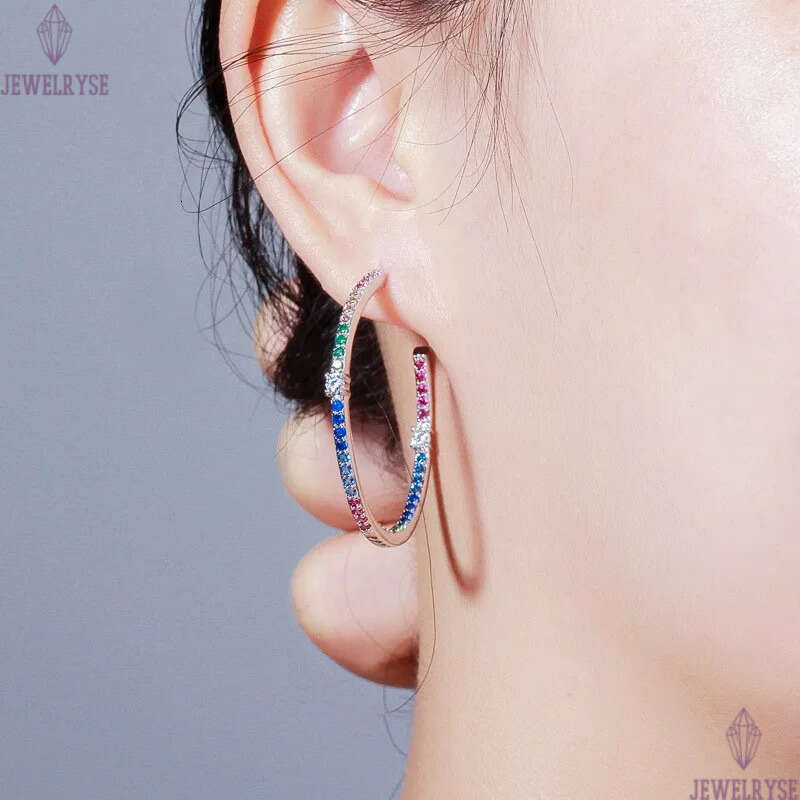 Fashion Hoop Colorful AAA Cubic Zirconia Earrings Designer 925 Silver Post Copper Jewelry 18k Gold Full White CZ Earring Valentines Day For Women