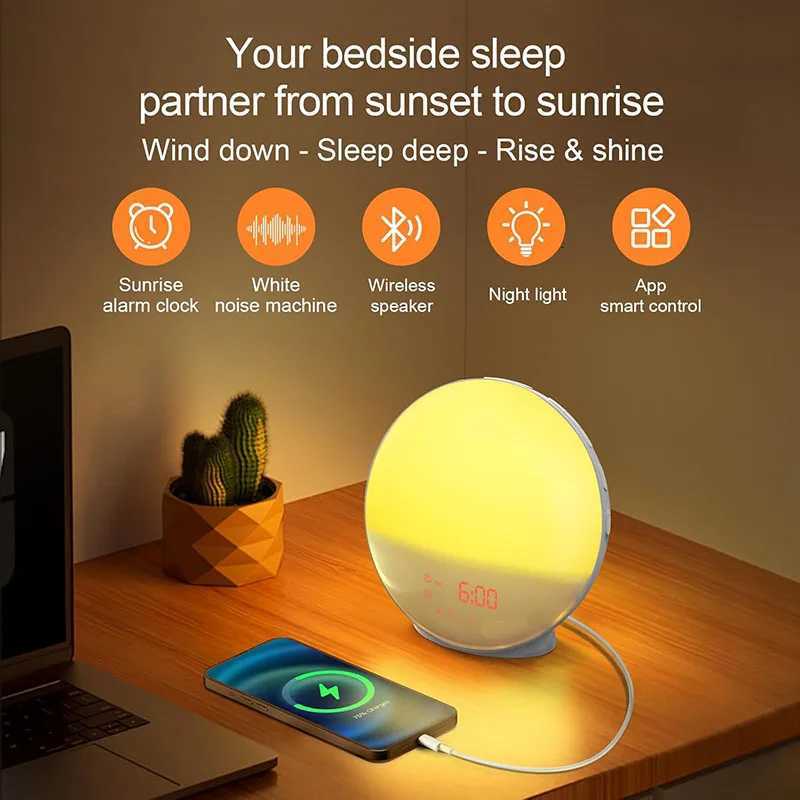 Smart Wake Up Light Alarm Clock Digital Desk Clock with Natural Sounds Bluetooth Speaker APP Control FM Radio Nightlight M251205 - view 5